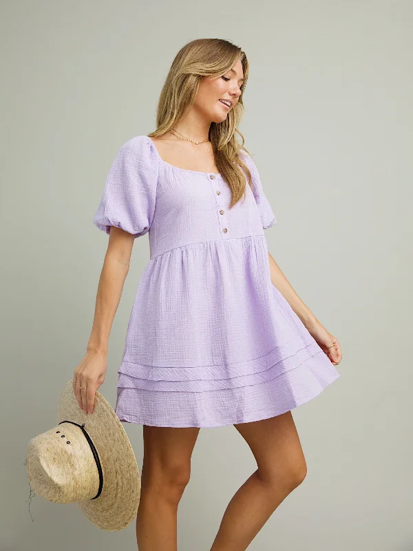 Lilac Puff Sleeve Dress