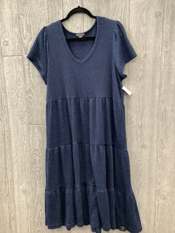 Dress Casual Midi By Falls Creek In Blue, Size: 1x