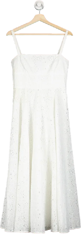 Hill House White Eyelet Midi Dress S