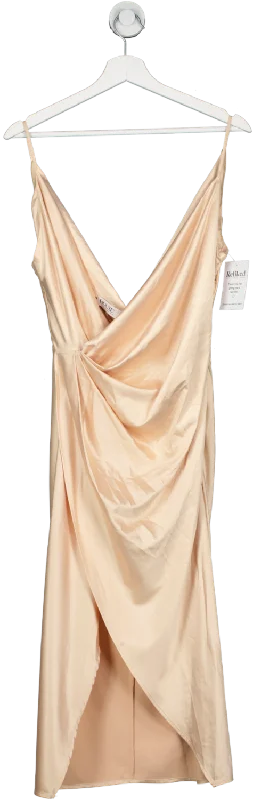 House of CB Beige Reva Corset Satin Midi Dress UK M