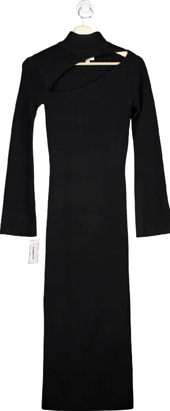 Pretty Lavish Black Ribbed Knit Midi Dress XS