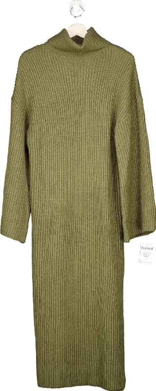 Pretty Lavish Khaki Green Knitted Midi Dress XS