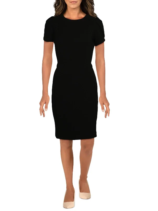 Petites Womens Mini Tulip-Sleeve Sheath Dress