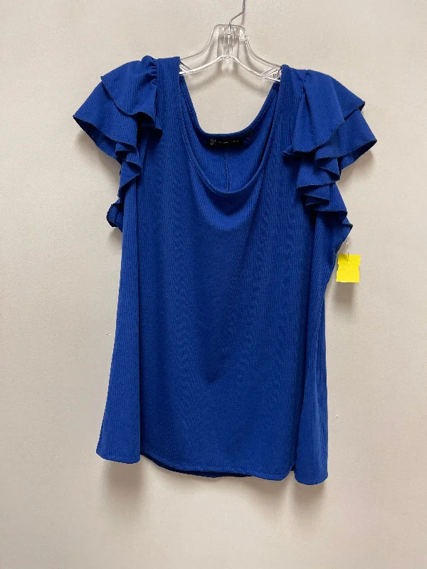 Top Short Sleeve By New York And Co In Blue, Size: 2x