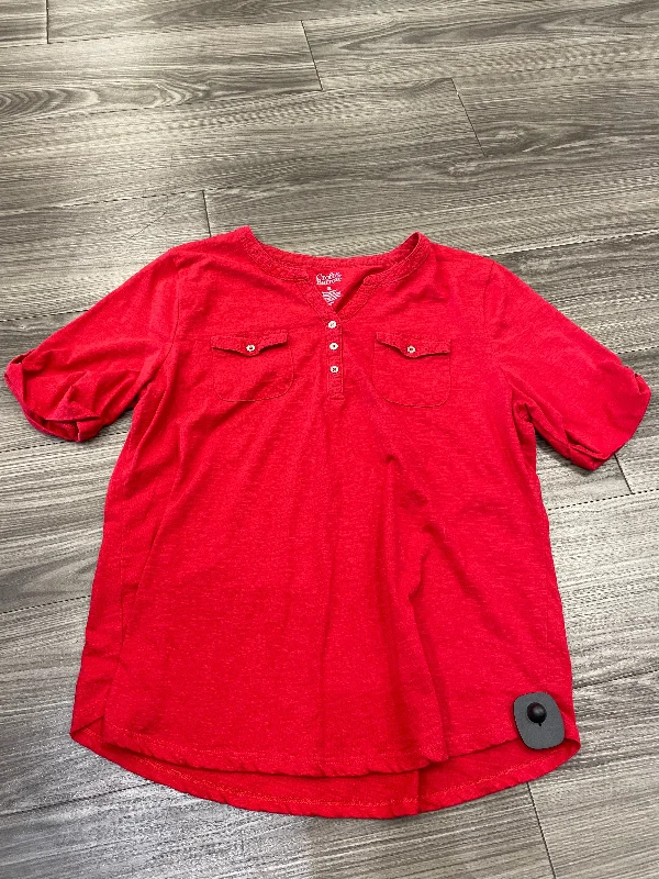 Blouse Short Sleeve By Croft And Barrow In Red, Size: Xl