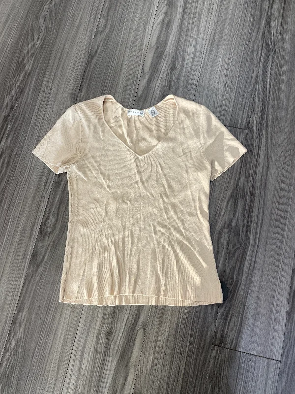 Blouse Short Sleeve By Dana Buchman In Tan, Size: L