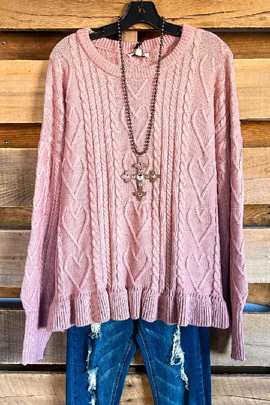 Bless My Heart Sweater- Light Mauve