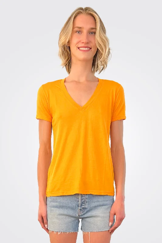 Relaxed V Neck Tee - Mango