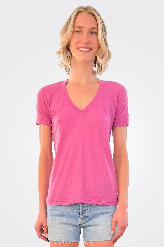 Relaxed V Neck Tee - Violet Pink