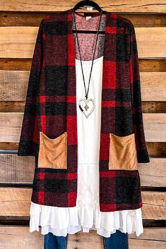 Remember When Cardigan -Black/Red