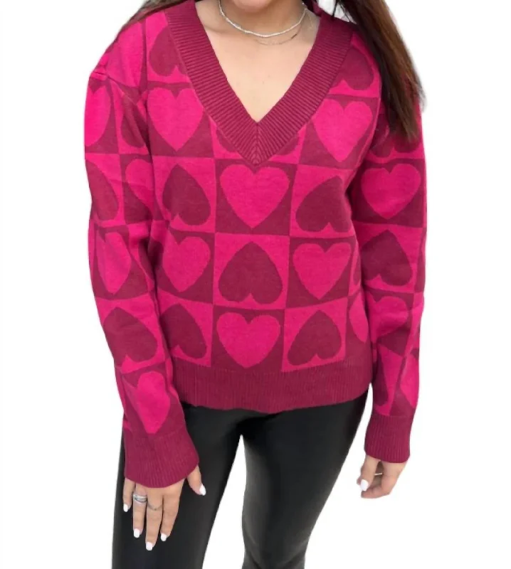 Cupid V-Neck Sweater In Pink