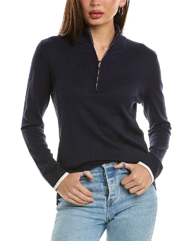 Hannah Rose Tee Time Cashmere-Blend 1/4-Zip Pullover