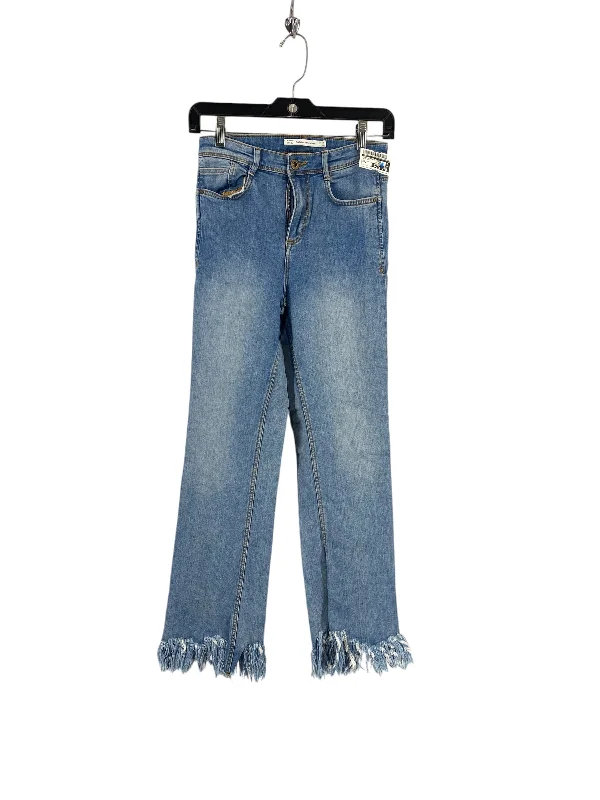 Jeans Straight By Zara In Blue Denim, Size: 4