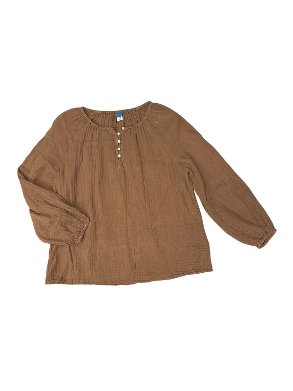 Top Long Sleeve By Old Navy In Brown, Size: M