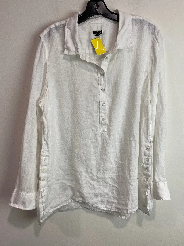 Top Long Sleeve By Talbots In White, Size: Xl