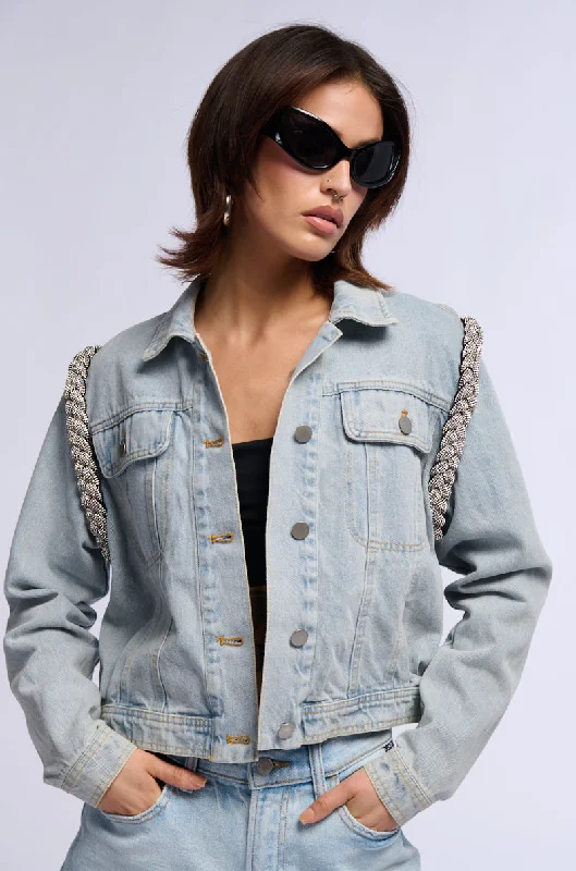 DIAMOND ROPE LIGHT WASH DENIM JACKET