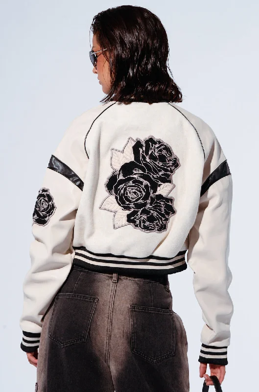 EVERY ROSE EMBROIDERED BOMBER