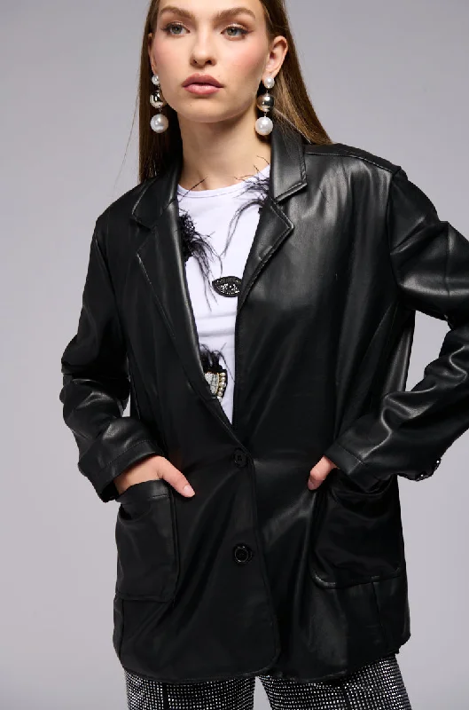 EVERYDAY CASUAL FAUX LEATHER BLAZER