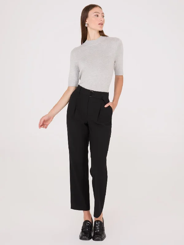 Mid-Rise Pleated Pants