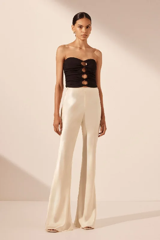 CAMILLE BIAS CUT FLARED PANT - CREAM