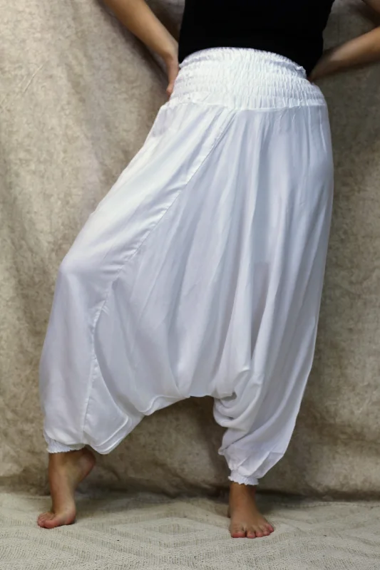 Plain White Harem Pants-Free Size