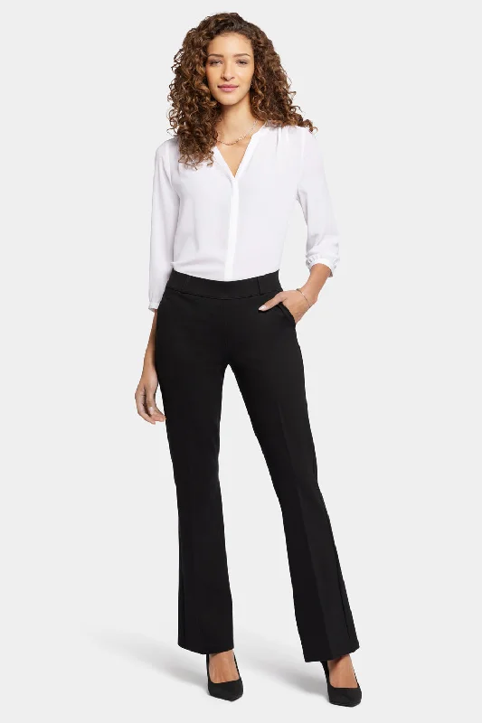 Pull-On Flared Trouser Pants - Black