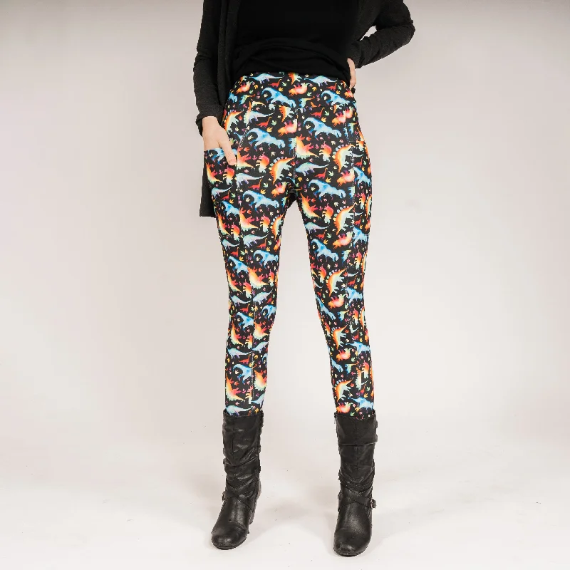 Rainbowsaurus Adults Leggings with Pockets