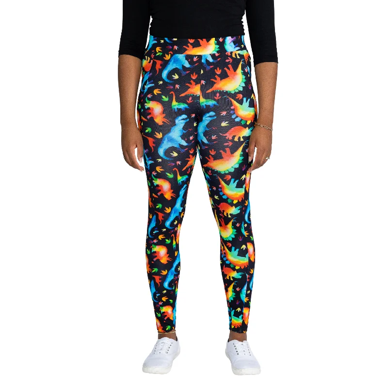 Rainbowsaurus Cotton Adults Leggings with Pockets